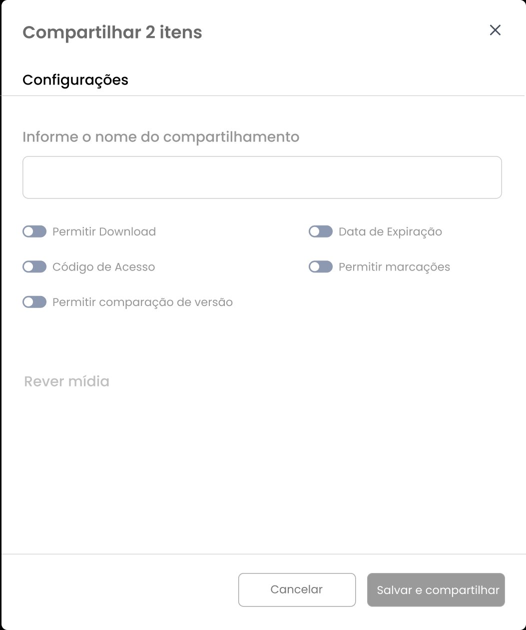 Wireframe — Modal único de criação de compartilhamento