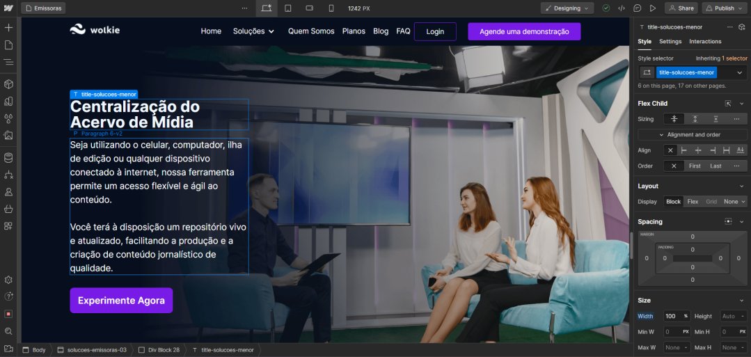 Implementação no Webflow